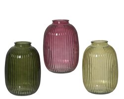 Decoris Vaas glas transparent 3col ass