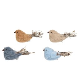 Decoris Vogel foam branch tail op clip 4col ass
