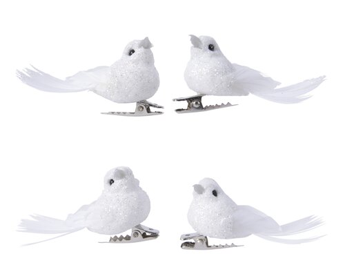 Decoris Vogel foam glitters feathers op clip