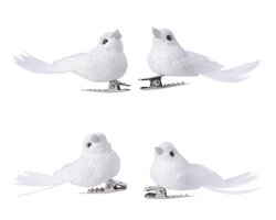 Decoris Vogel foam glitters feathers op clip