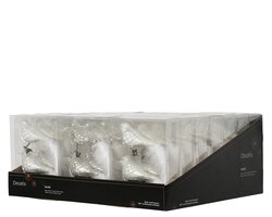 Decoris Vogel glas shiny - matt with glitter lines, white feather tail 2col ass - afbeelding 2