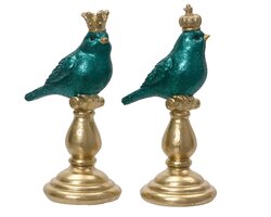 Decoris Vogel polyresin bird with glitter 2ass