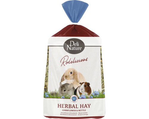 DELI NATURE Knaagdiervoer Rodelicious kruidenhooi koren & brandnetel 600 g