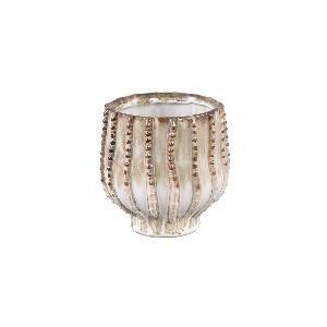 PTMD Dell Cream ceramic glazed pot line pattern roundXS