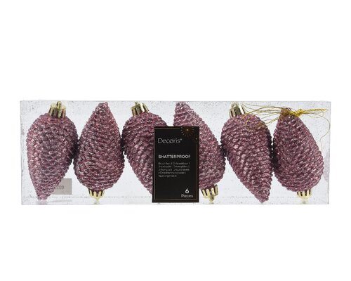 Dennenappel plc d4.5h8cm pnk 6st - afbeelding 1