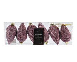 Dennenappel plc d4.5h8cm pnk 6st - afbeelding 1