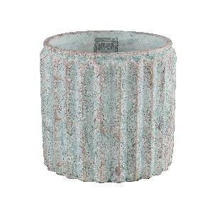 PTMD Derlo Blue cement pot ribbed structure round L