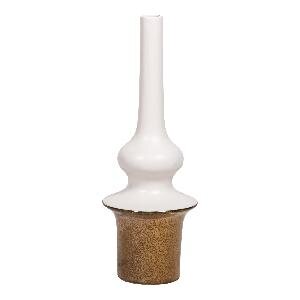 PTMD Diani White ceramic pot gold base round narrow M