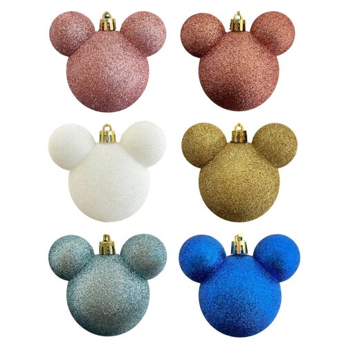 Disney Ear Baubles glitter 6 assorted
