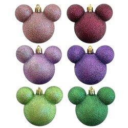 Disney Ear Baubles glitter 6 assorted
