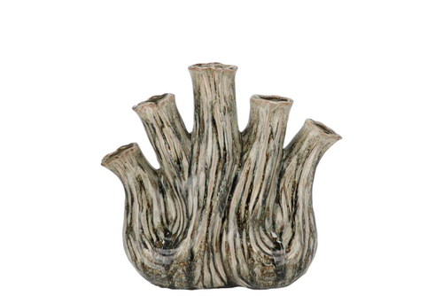 DK Aglio Green Active Glaze Vase Oval 20X9X19Cm
