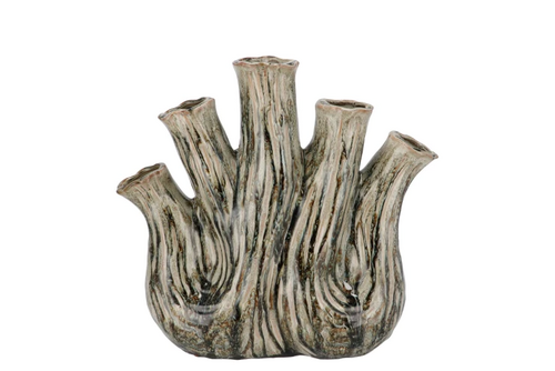 DK Aglio Green Active Glaze Vase Oval 25X11X24Cm