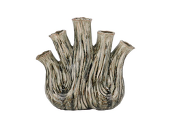 DK Aglio Green Active Glaze Vase Oval 25X11X24Cm