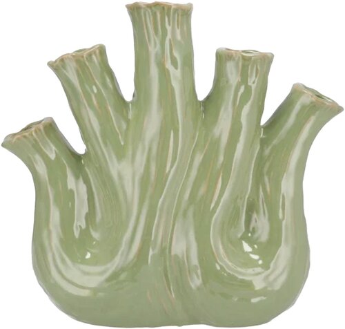 DK Aglio Green Active Glaze Vase Oval 36X17X33Cm