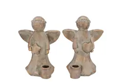 DK Concrete Golden Candle Holder Angels 16X16X12Cm