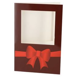 DK Gift Tile Card Big Bow Burgundy 21X14X1Cm