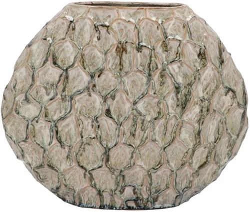 DK Inga Jada Green Oval Vase Active Glaze Structure 32X12X26Cm