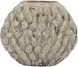 DK Inga Jada Green Oval Vase Active Glaze Structure 32X12X26Cm