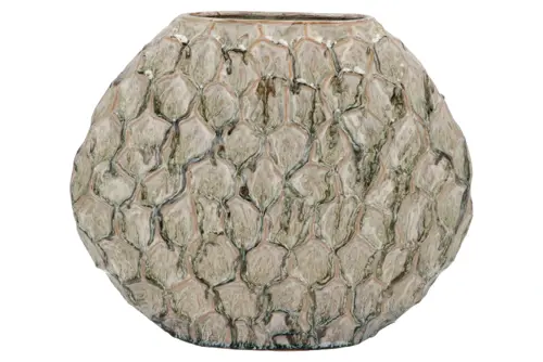 DK Inga Jada Green Oval Vase Active Glaze Structure 41X15X33Cm