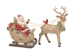 DK Lesly X-Mas Brown Santa Sleigh Reindeer 29X9X21Cm