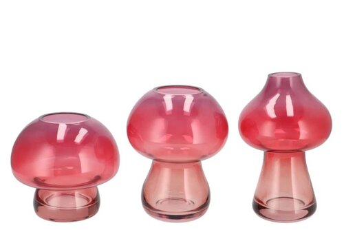 DK Nova Red Vase Mushroom Narrow Tricolor 13X13X20Cm Nm
