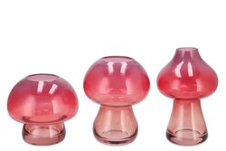 DK Nova Red Vase Mushroom Narrow Tricolor 13X13X20Cm Nm