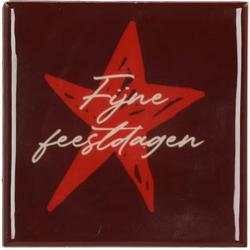 DK Tile Fijne Feestdagen Red 10X10X1Cm