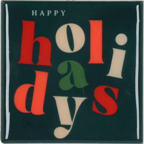 DK Tile Happy Holidays Green 10X10X1Cm