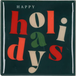 DK Tile Happy Holidays Green 10X10X1Cm