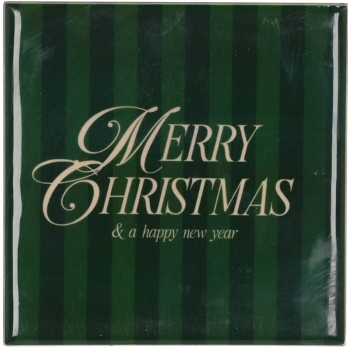 DK Tile Happy Merry Christmas Green 10X10X1Cm