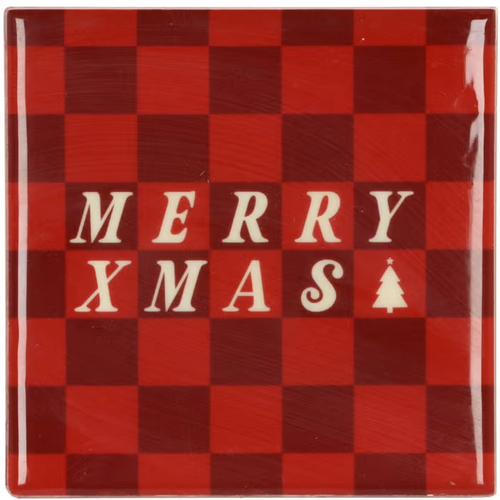 DK Tile Merry Xmas Red 10X10X1Cm
