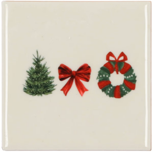 DK Tile Tree Bow Wreath Sand 10X10X1Cm