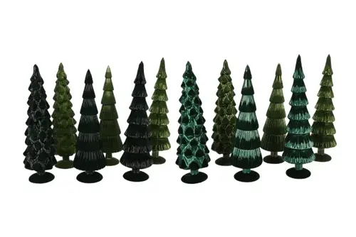DK Twinkle Green Glass Tree Velvet Ass 10X35Cm