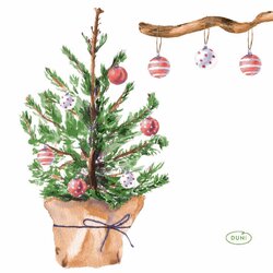 Duni Servet 24x24cm tree&baubles 20st