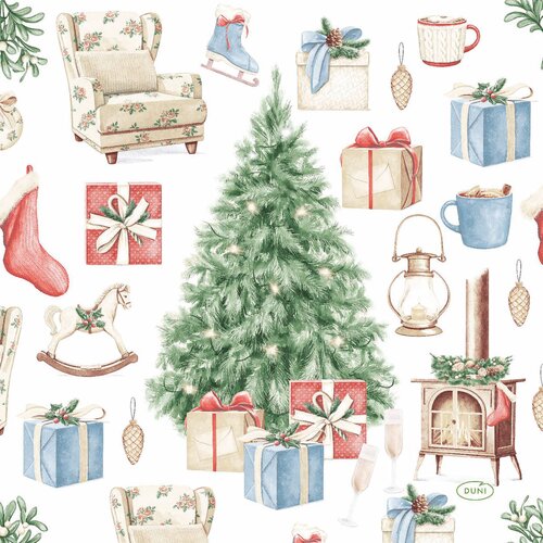 Duni Servet 33x33cm tree and gift 20st