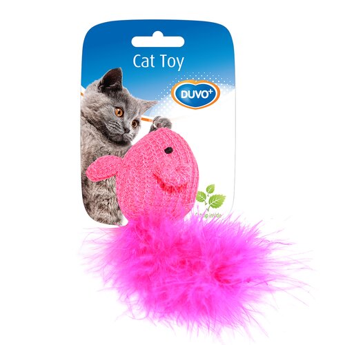 Duvo+ Muis wol l10b6h4cm blauw/roze