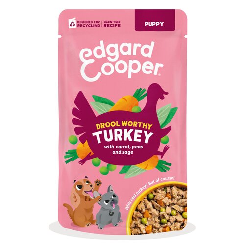 Edgard & cooper Hond puppy stew pouch kalkoen 150g