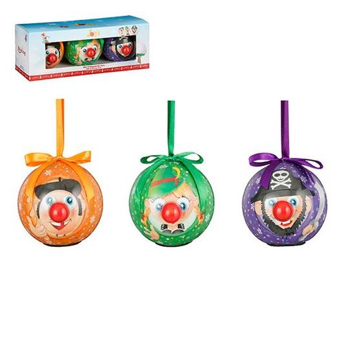 Efteling Kerstbal Fransman Oostenrijk Piraat 3 stuks werkt op batterijen - d8cm