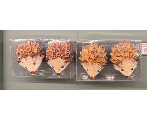 Decoris Egel naturel glitters op clip 2col ass
