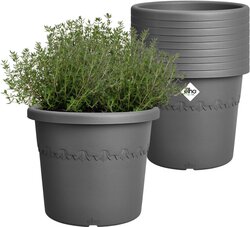 Elho Algarve Cilindro 25 - Bloempotten voor Buiten - 100% Gerecycled Plastic - Set van 10 - Ø 24.5