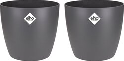 Elho Brussels Rond 25 - Bloempotten voor Binnen - 100% Gerecycled Plastic - Set van 2 - Ø 25 x H 31 