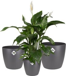 Elho Brussels Rond Bloempotten - Plantenpotten voor Binnen - 100% Gerecycled Plastic - Set van 3 - Ø