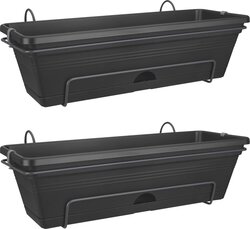 Elho Green Basics Allin1 - Balkonbak met Ophanging - 100% Gerecycled Plastic - Set van 2 - 50 cm - L