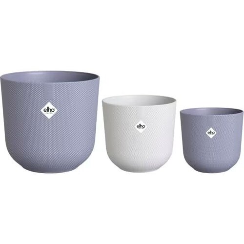 Elho Jazz Rond - Bloempotten voor Binnen - 100% Gerecycled Plastic - Set van 3 - Ø 14, 16, 19 cm - M