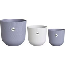 Elho Jazz Rond - Bloempotten voor Binnen - 100% Gerecycled Plastic - Set van 3 - Ø 14, 16, 19 cm - M