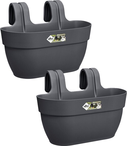 Elho Vibia Campana Easy Hanger - Balkonbakken met Ophanging - 100% Gerecycled Plastic - Set van 2