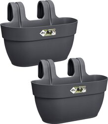 Elho Vibia Campana Easy Hanger - Balkonbakken met Ophanging - 100% Gerecycled Plastic - Set van 2