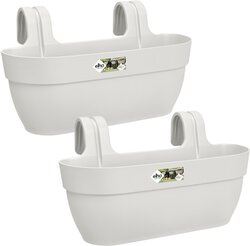 Elho Vibia Campana Easy Hanger L - Balkonbakken met Ophanging - 100% Gerecycled Plastic - Set van 2 