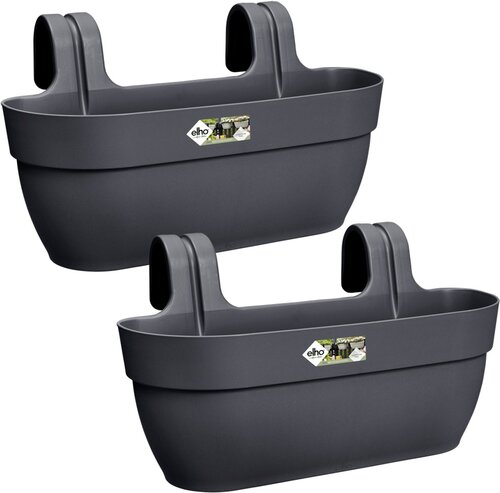 Elho Vibia Campana Easy Hanger L - Balkonbakken met Ophanging - 100% Gerecycled Plastic - Set van 2 