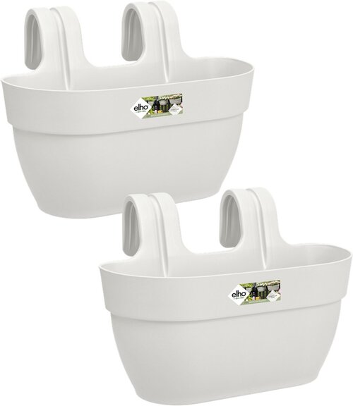 Elho Vibia Campana Easy Hanger M - Balkonbakken met Ophanging - 100% Gerecycled Plastic - Set van 2 